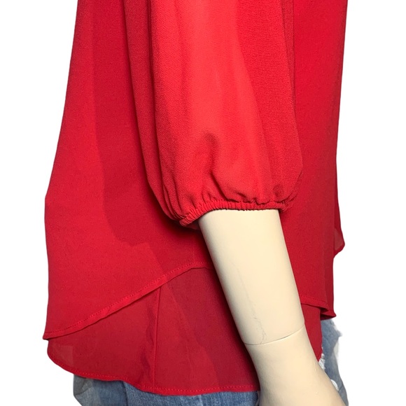 Faith and Joy Red V Neck Blouse Size Small - Picture 7 of 13